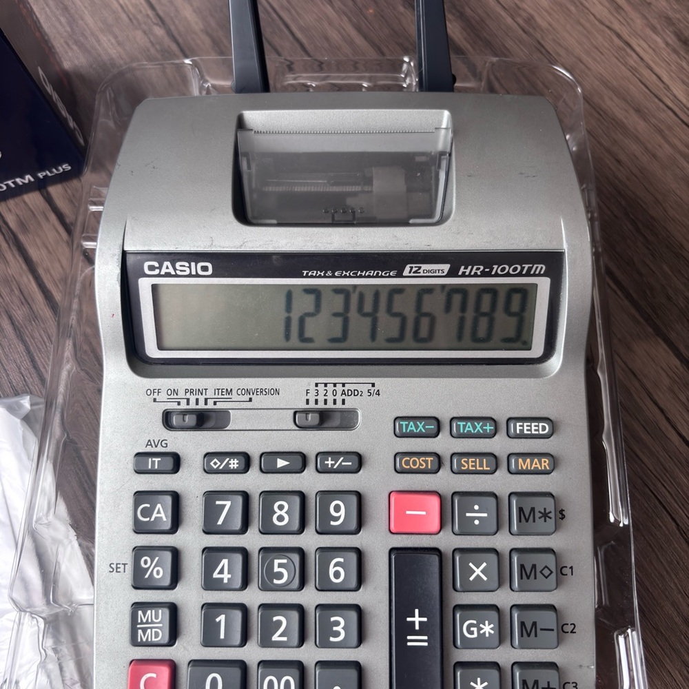 Casio HR-100TM Plus Desktop Printing Calculator Extra Large Display *Works* Read - Picture 2 of 8